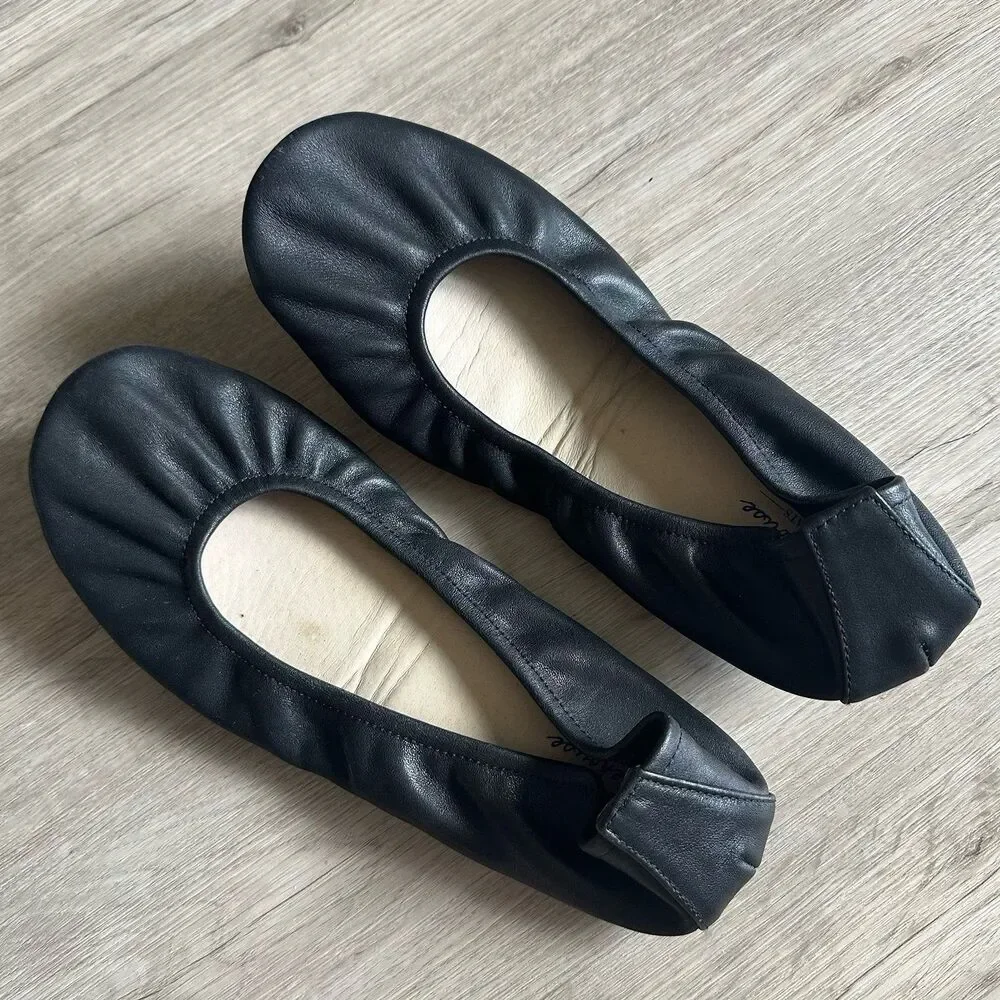 The Storehouse Flats - Black Leather - Size 10 - Foldable